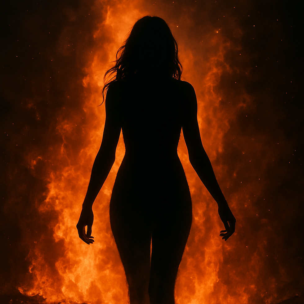 Emerging from Fire | The Shadow of a Woman in Flames