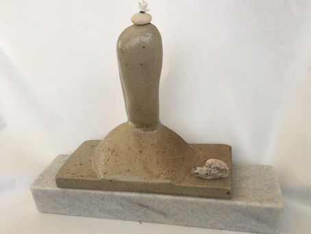 Portrait of a Stone #2., 12"h. x 11"w., porcelain, high fired salt atmosphere plus carbonation.
