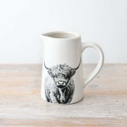 TALL HIGHLAND COW JUG, 16CM
