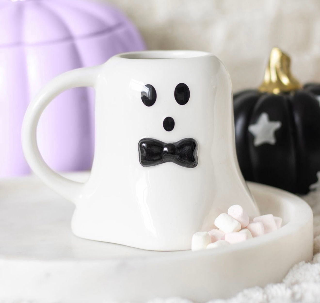 MR BOO GHOST SHAPED MUG WITH BOW TIE