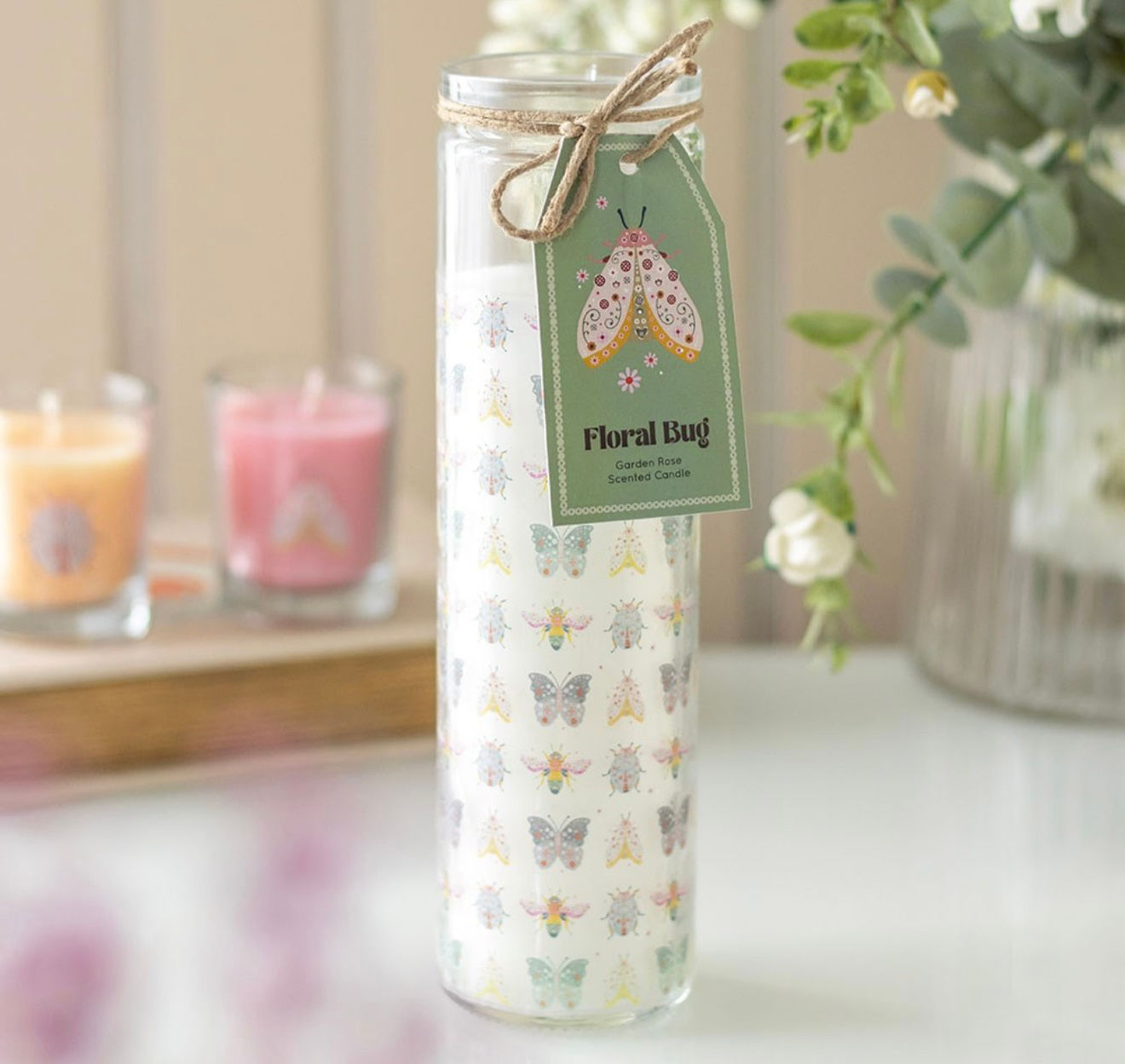 FLORAL BUG GARDEN ROSE TUBE CANDLE