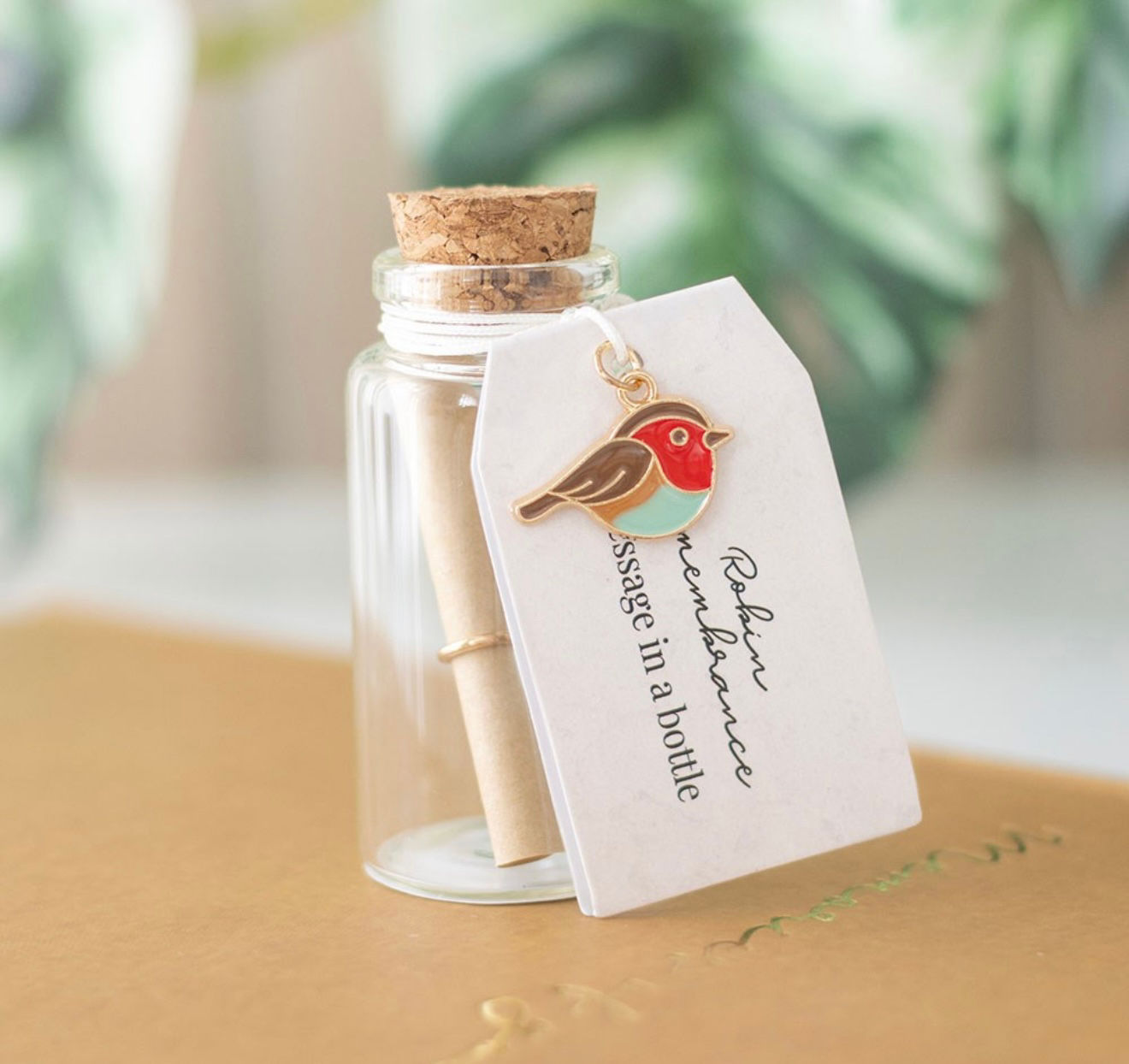 ROBIN REMEMBRANCE MESSAGE BOTTLE