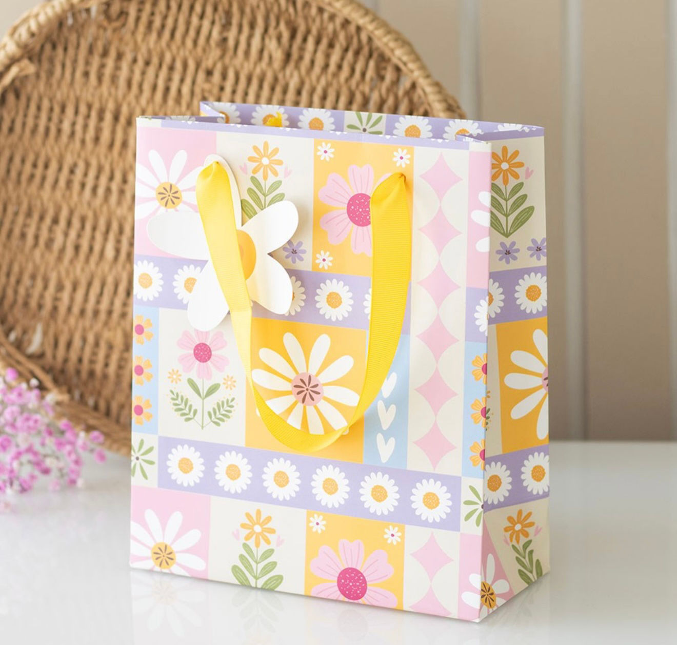23CM FLORAL PATCHWORK PRINT GIFT BAG