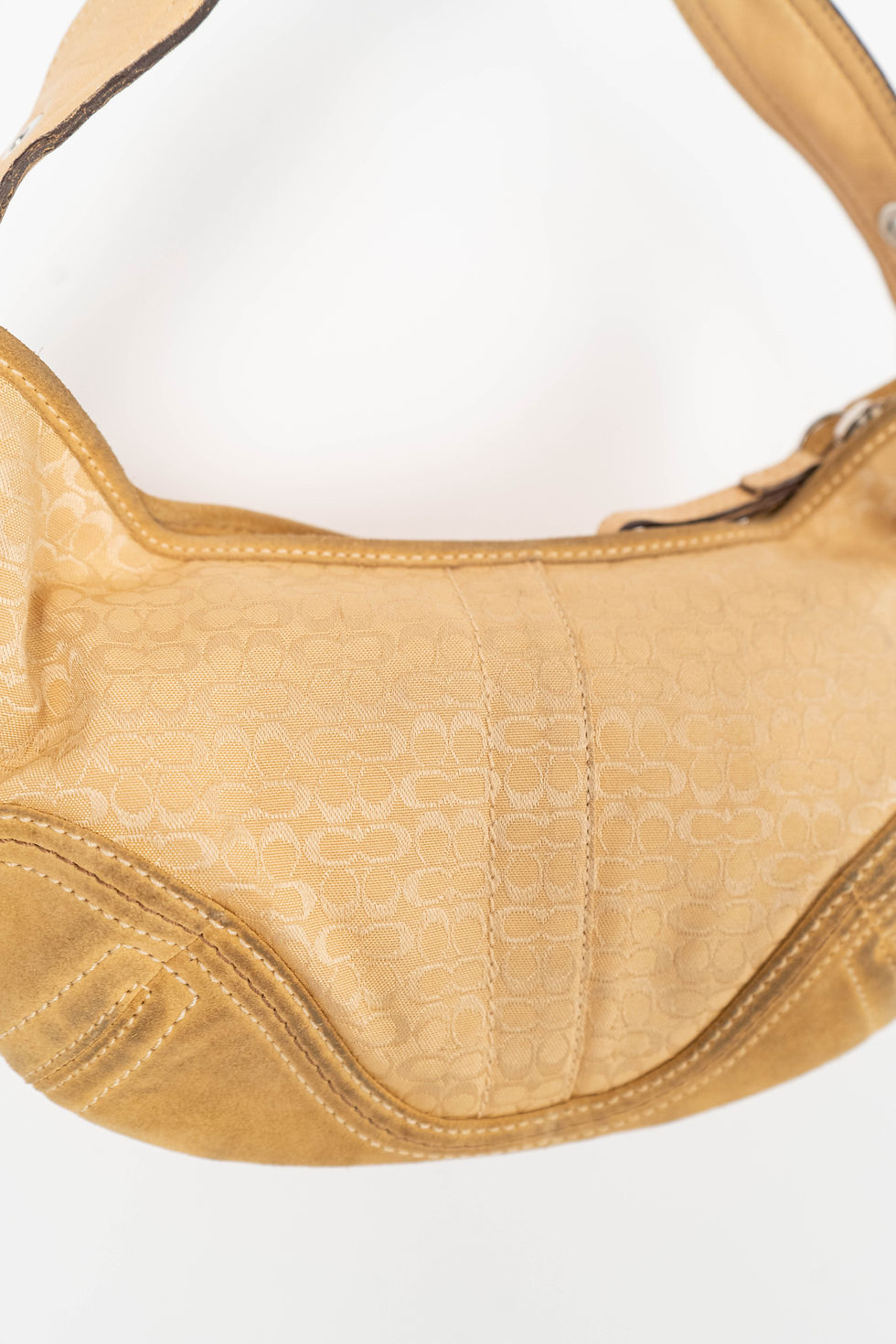 Miniaturbild: y2k Coach Monogram Tan Buckle Small Shoulder Bag