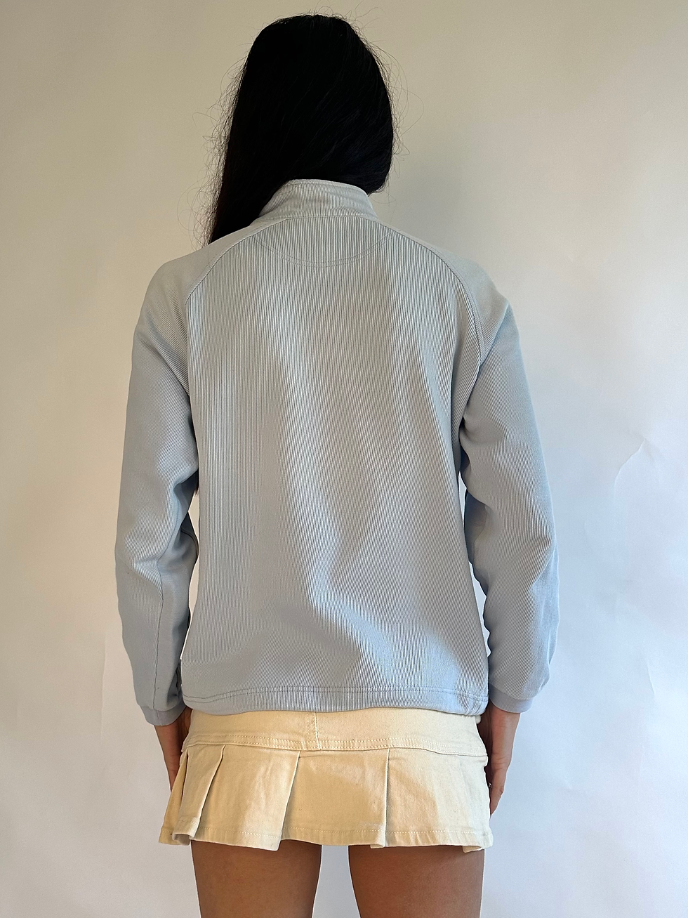 Thumbnail: 00s Champion Baby Blue Ribbed Quarter Zip Funnel Neck Sweatshirt