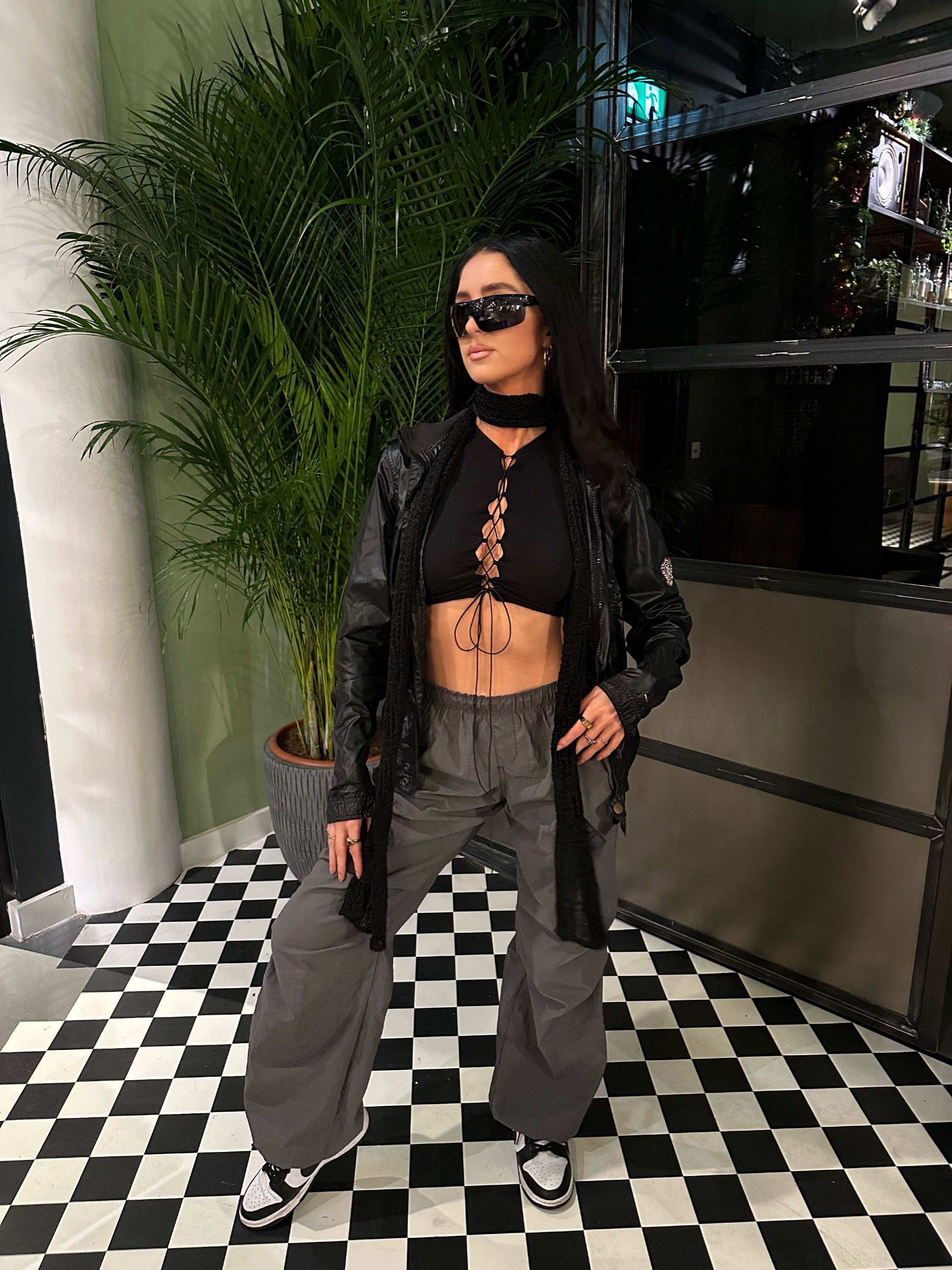 00s Tommy Hilfiger Black Biker Jacket