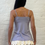 Miniatura: 00s Lilac Ruched Mesh Flowy Cami Top with Silver Ribbon