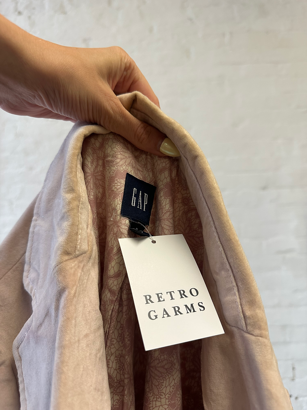 Miniatura: 00s GAP Pale Pink Velour Blazer with Button & Pocket Detail