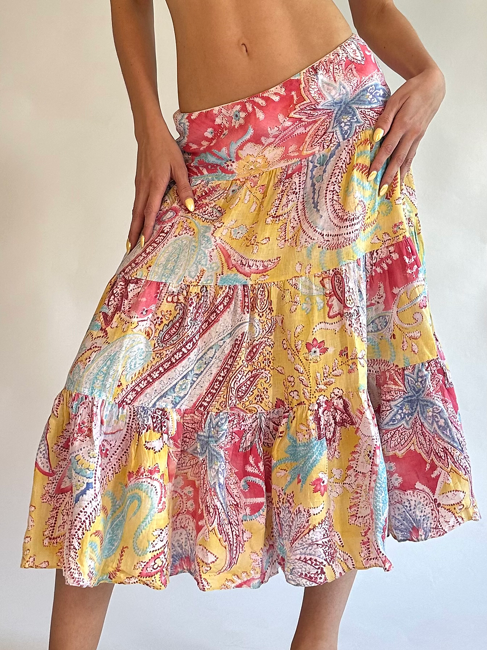 Miniaturbild: Ralph Lauren Boho Paisley Print Multi Coloured Flowy Maxi Skirt