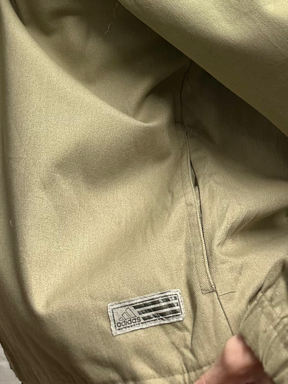Thumbnail: Adidas Beige Khaki Zip Up Track Jacket with Drawstring Hood