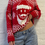 Miniatura: Holiday Time 90s Red & White Santa Claus & Snowflake Knit Christmas Jumper