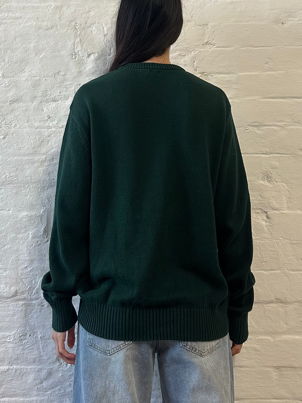 Miniatura: 90s Dockers Dark Green & White Reindeer Snowflake Knit Christmas Jumper
