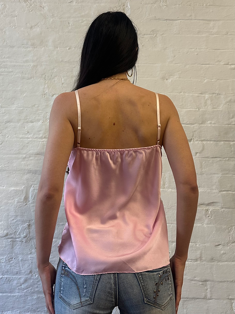 縮圖：00s Pink Sequin V Neck Cami Top