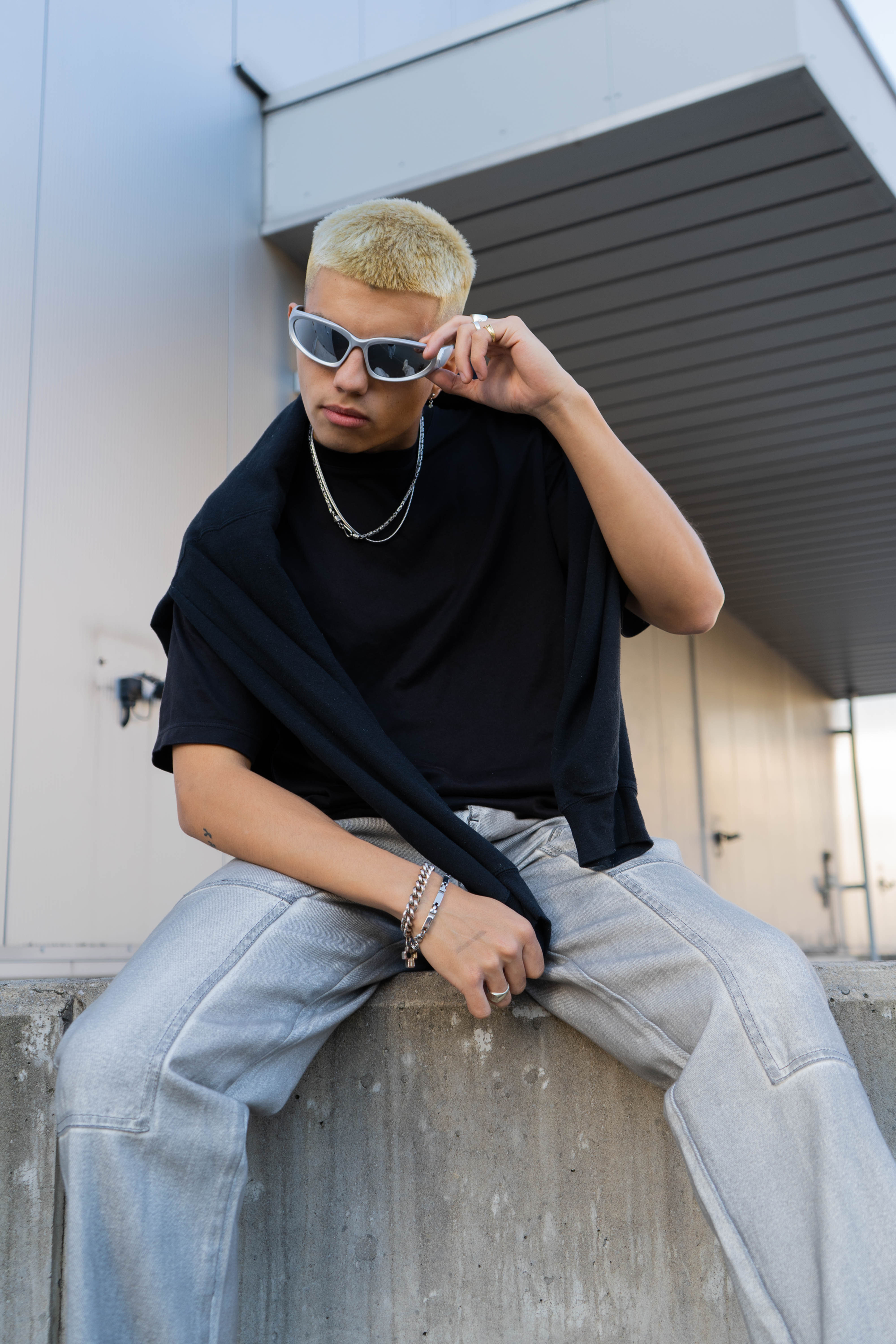 Y2K Style Sports Wrap Around Mirrored Sunglasses with Silver Frame