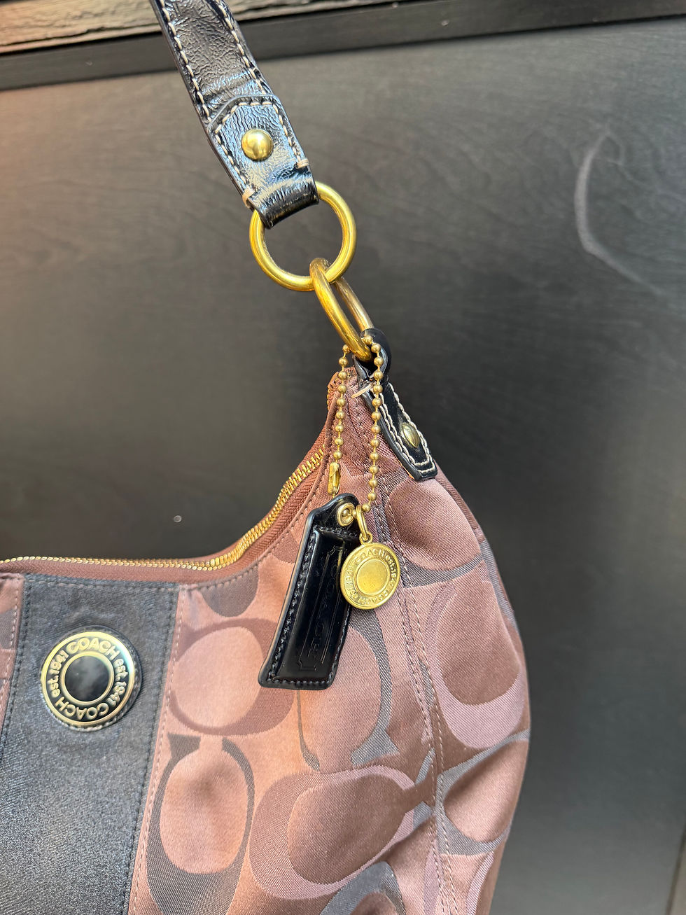 Thumbnail: Vintage Y2K Coach Signature Brown & Black Monogram Canvas Shoulder Bag