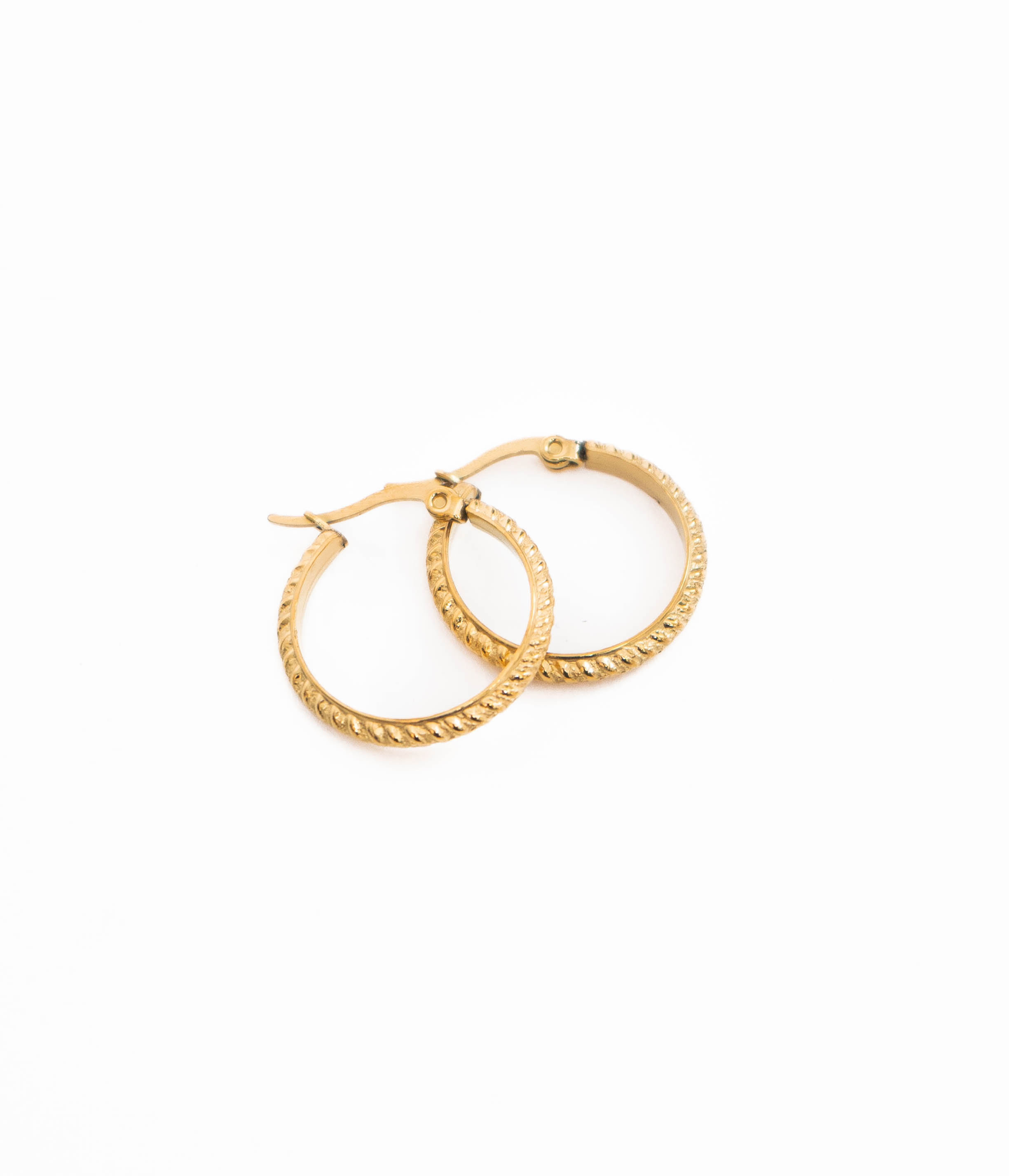 GEOMETRIC PUSH BACK SMALL HOOP EARRINGS IN GOLD