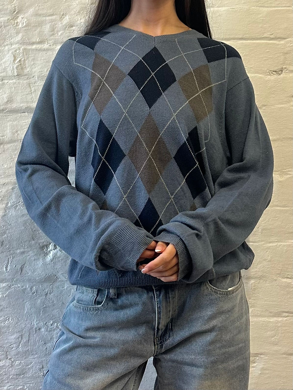 Miniature : Argyle jumper in blue and grey