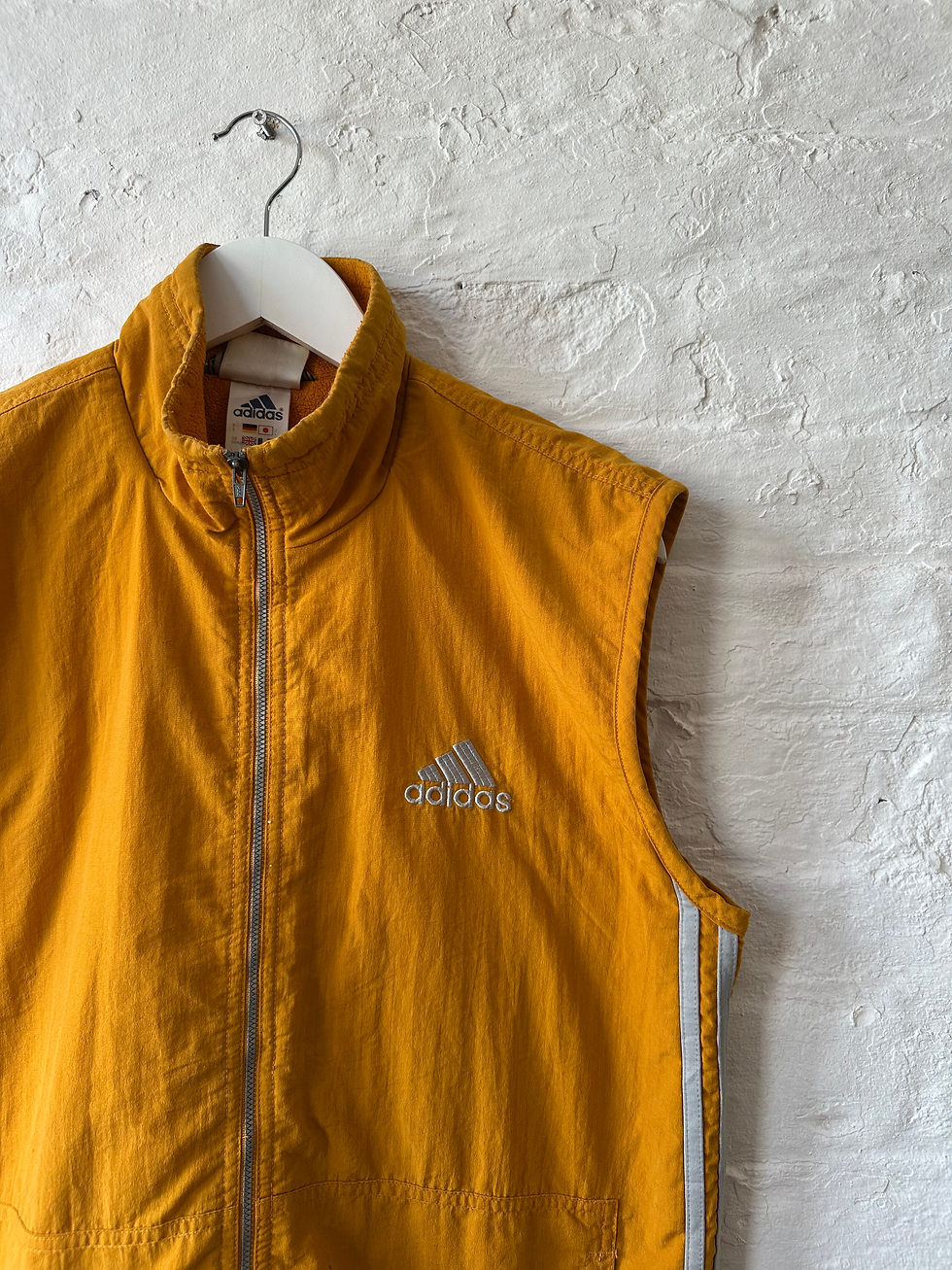 Thumbnail: 90s Adidas Mustard & Grey Stripe Gilet Body Warmer Sleeveless Track Jacket