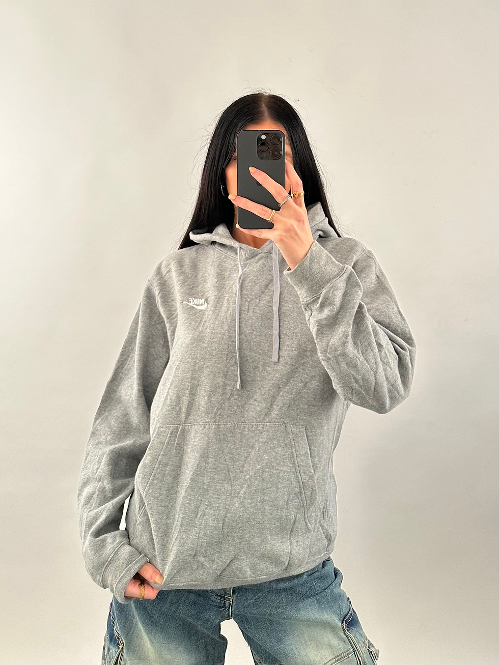 Thumbnail: Nike Grey Drawstring Hoodie