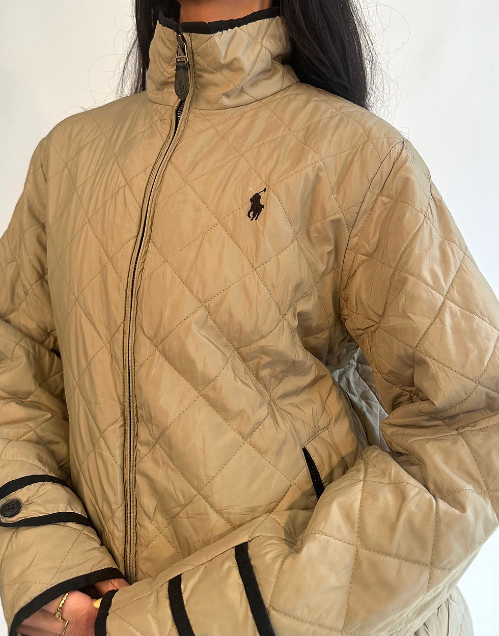 Thumbnail: Ralph Lauren Sport Tan Beige Quilted Jacket
