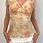 Miniaturbild: Sere Nade 00s Beige Orange Lace Absract Floral Print Short Sleeve Top