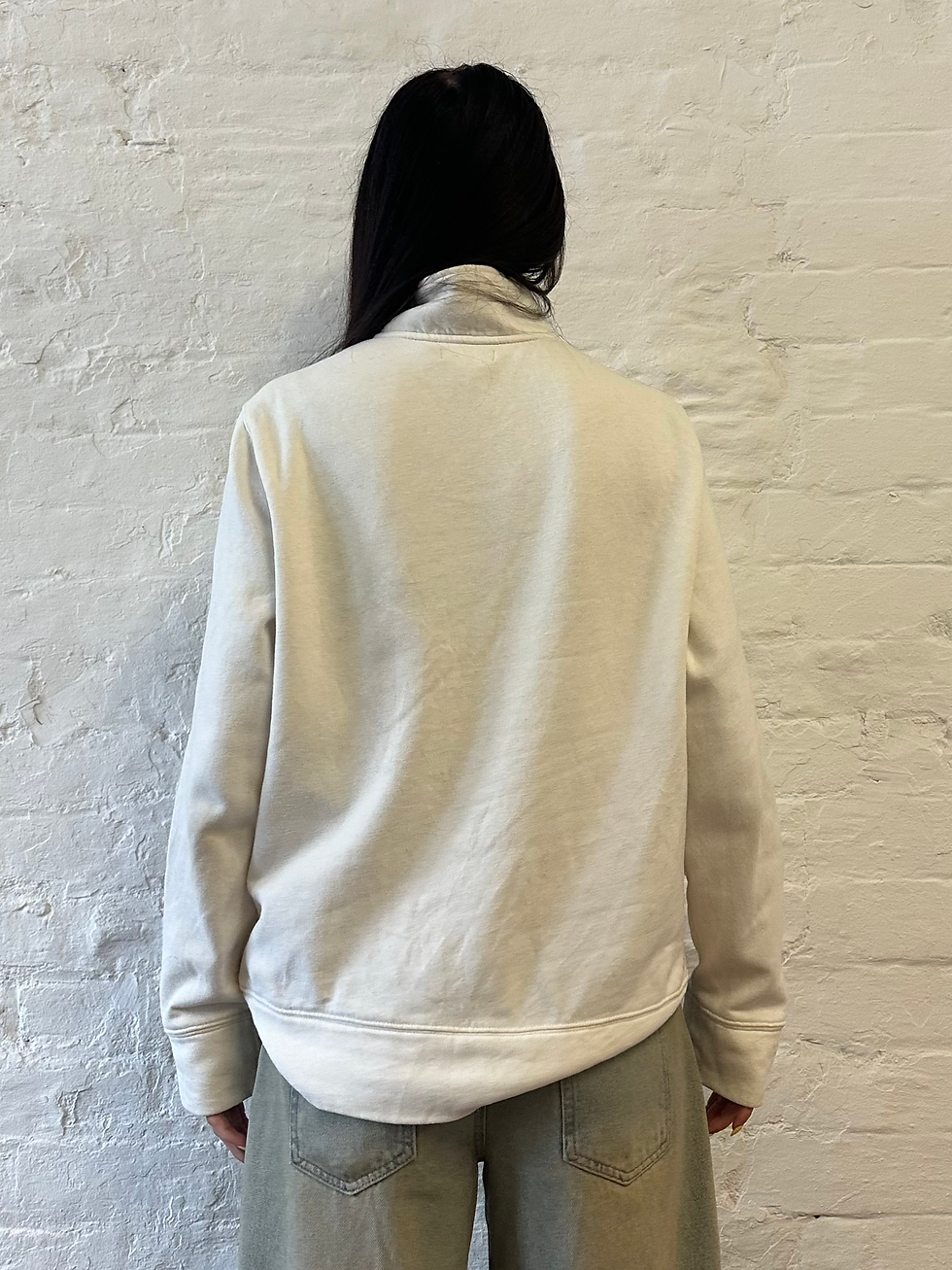 Miniatura: 90s Nautica Embroidered Logo White Funnel Neck Quarter Zip Sweatshirt