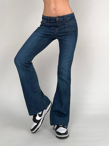 00s Two Days Later Dark Denim Low Rise Flare Jeans | Retro Garms