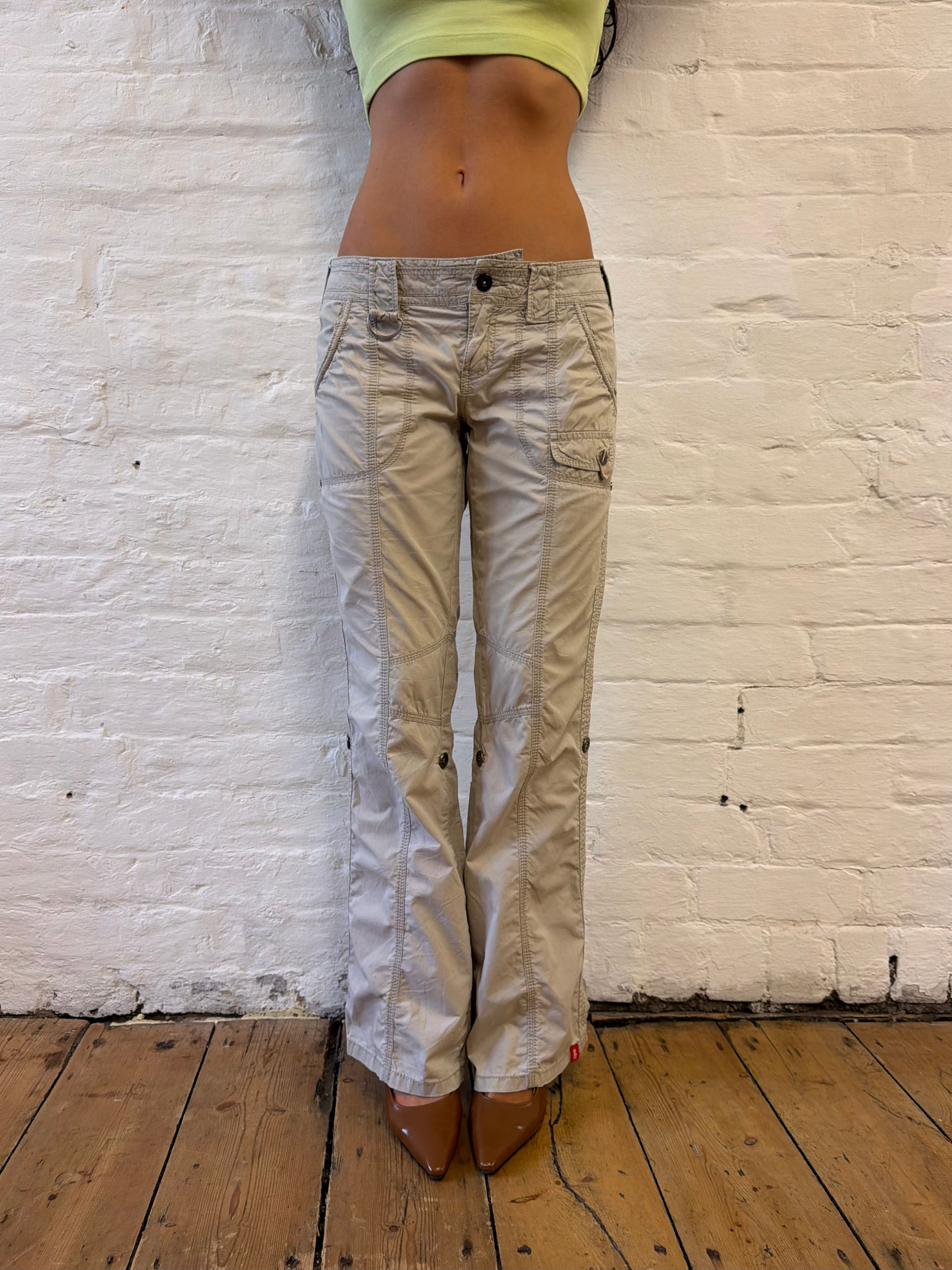 Vintage Y2K edc by Esprit Beige Low Rise Cargo Utility Trousers | UK 10