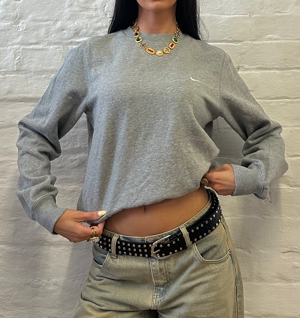 Miniatura: Nike Grey Embroidered Swoosh Crewneck Sweatshirt