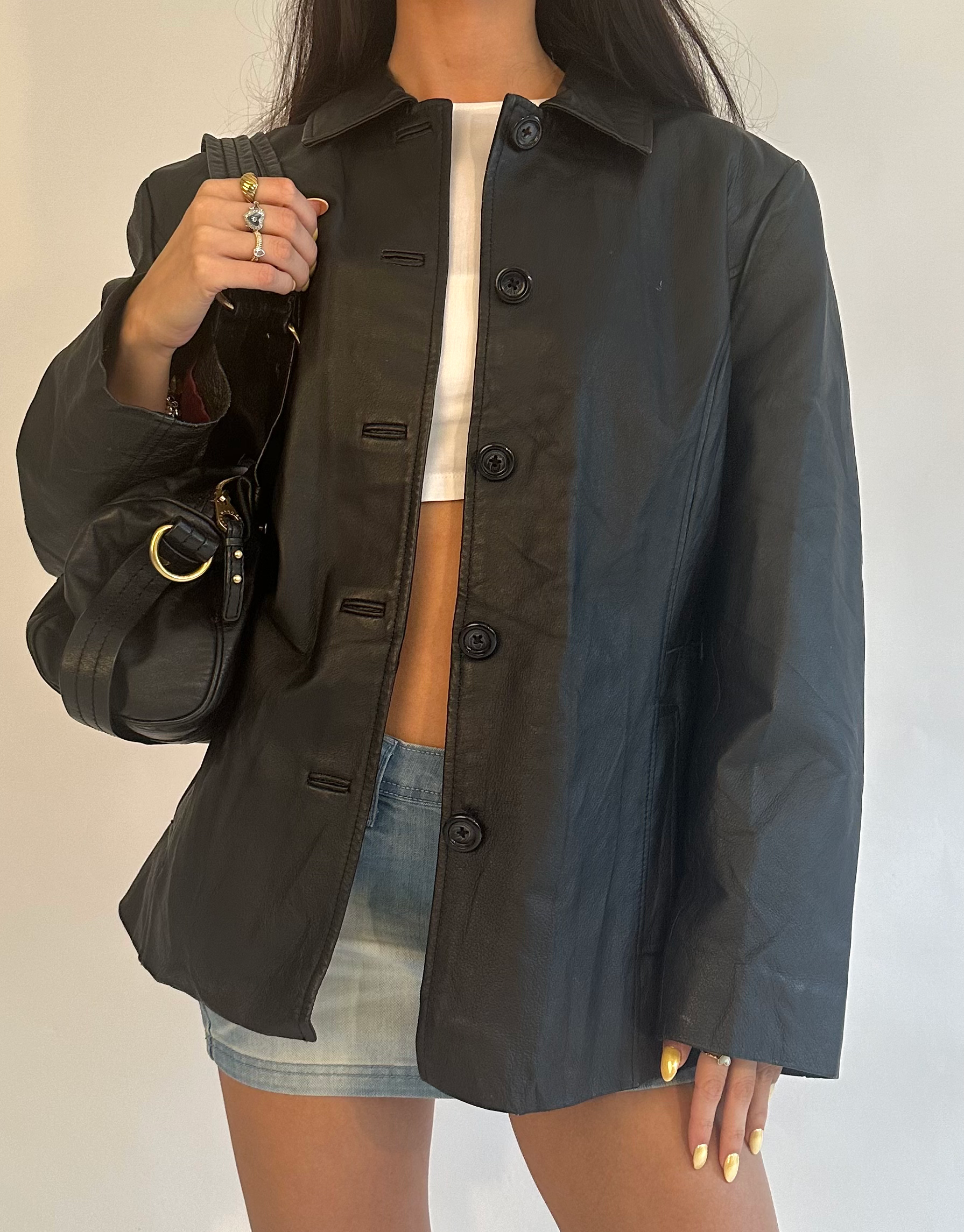 00s Croft & Barrow Black Genuine Leather Jacket Blazer