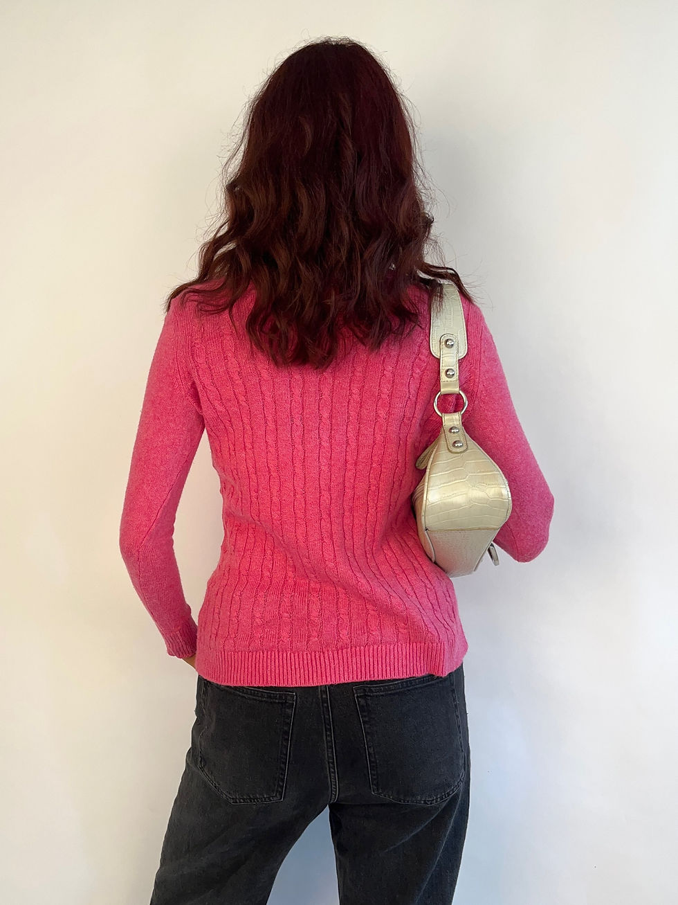 Thumbnail: 00s Talbots Pink Cable Knit Jumper