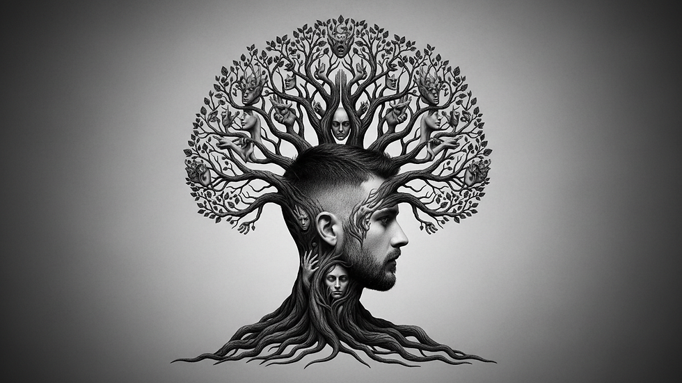 Eye-level view of a man with a sharp mid fade haircut