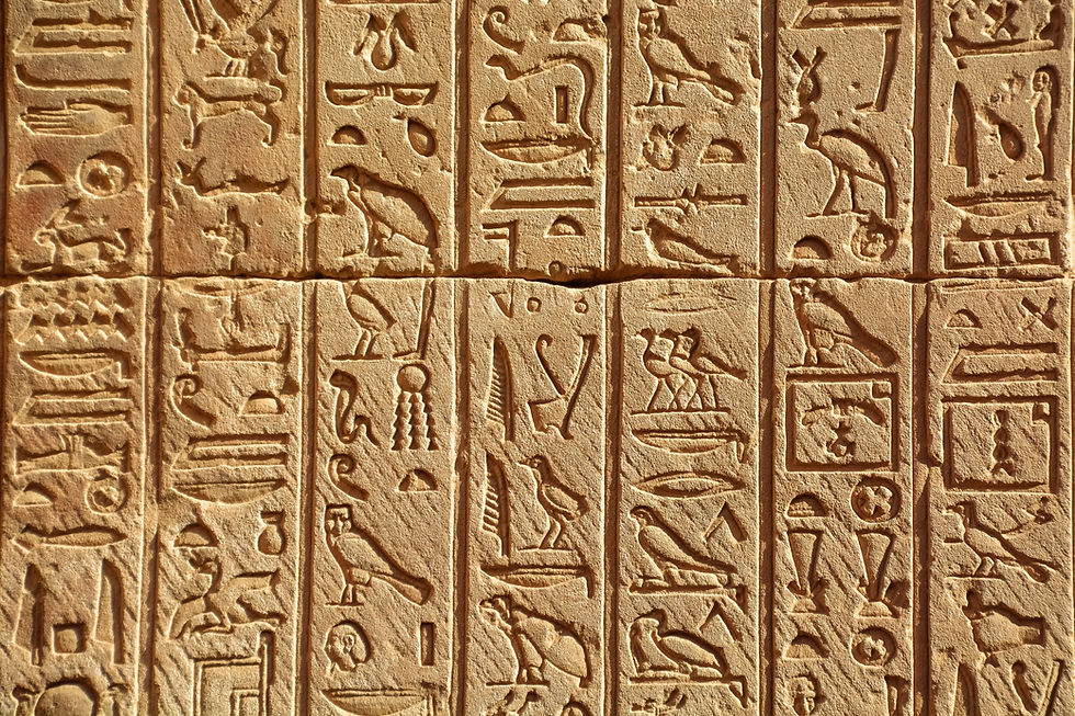 Fig.2. Hieroglyphs at the Temple of Hathor, Dendera. Photograph by Jeremy Zero.