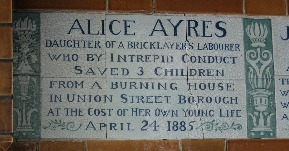 Tile in Postman's Park in the City of London commemorating Alice Ayres.