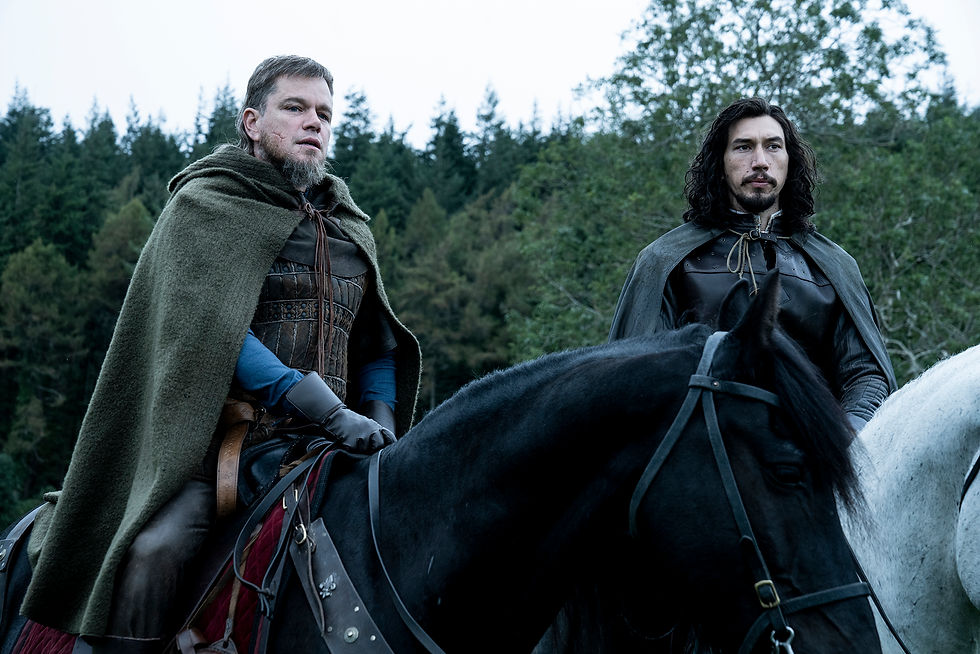 Matt Damon as Jean de Carrouges and Adam Driver as Jacques Le Gris. Courtesy of Walt Disney Studios
