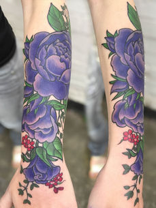 Bold colour floral tattoos by Jai Gilchrist, Bathurst, Sydney NSW