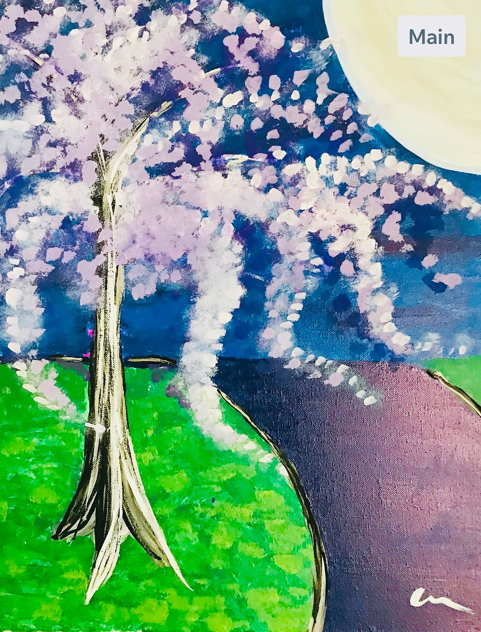 Weeping Willow at Midnight on Canvas