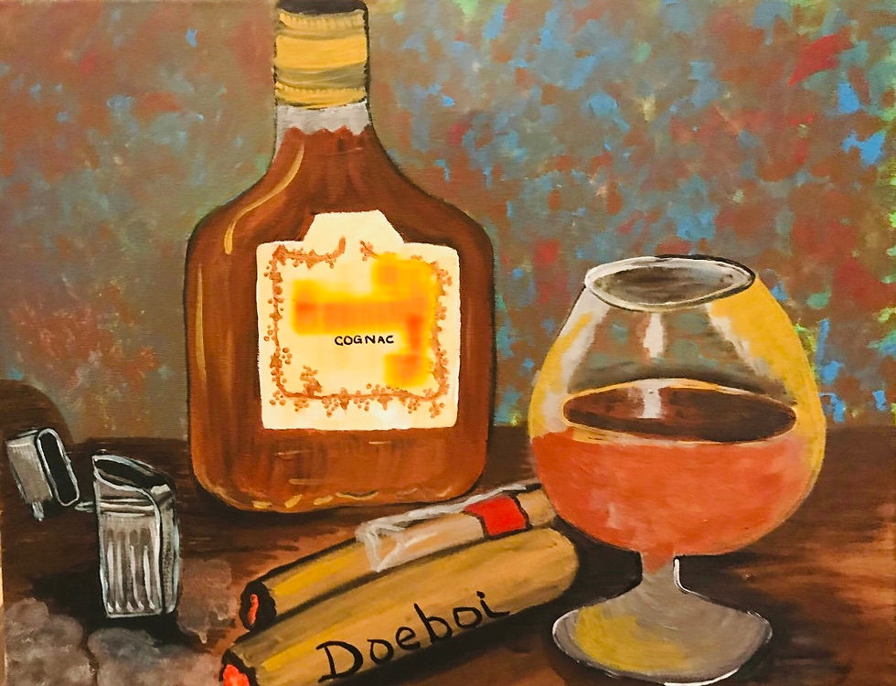 Cognac and Cigars Personalized Canvas