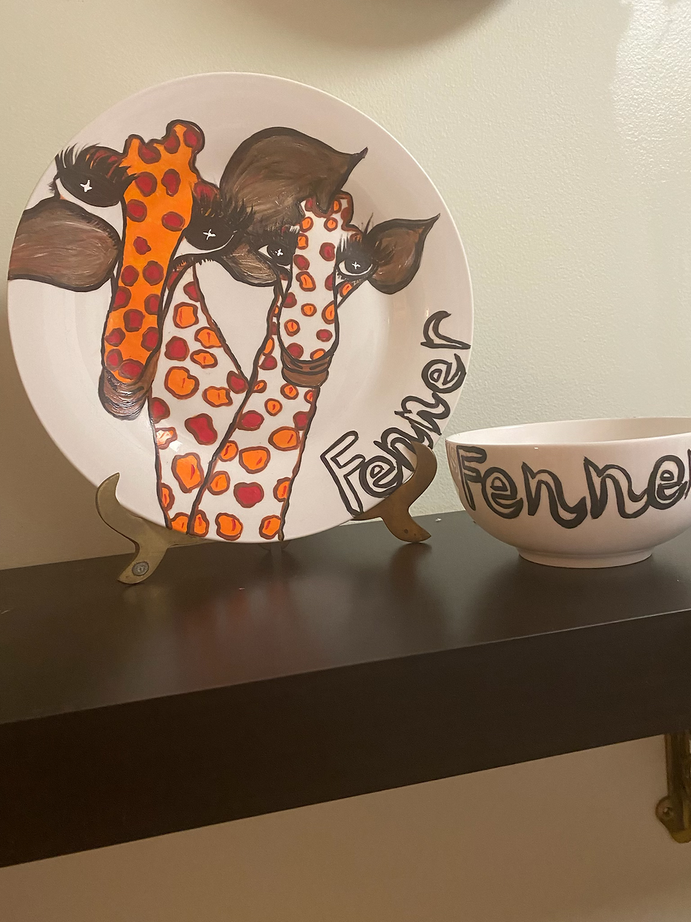 Thumbnail: Giraffe Personalized Plate or Bowl
