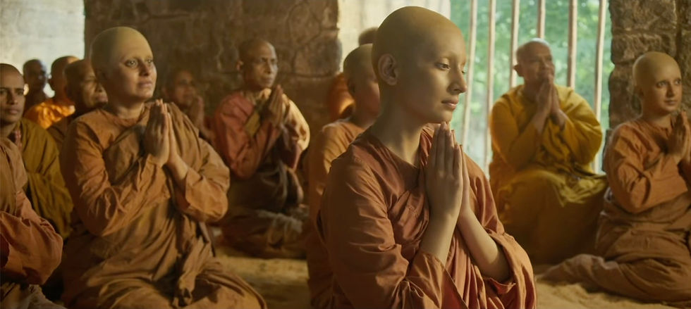 "Mahāpajāpatī and the Bhikkhunī Sangha," screenshot from a promotional FB "short" for the new movie Gautama Buddha Matha
