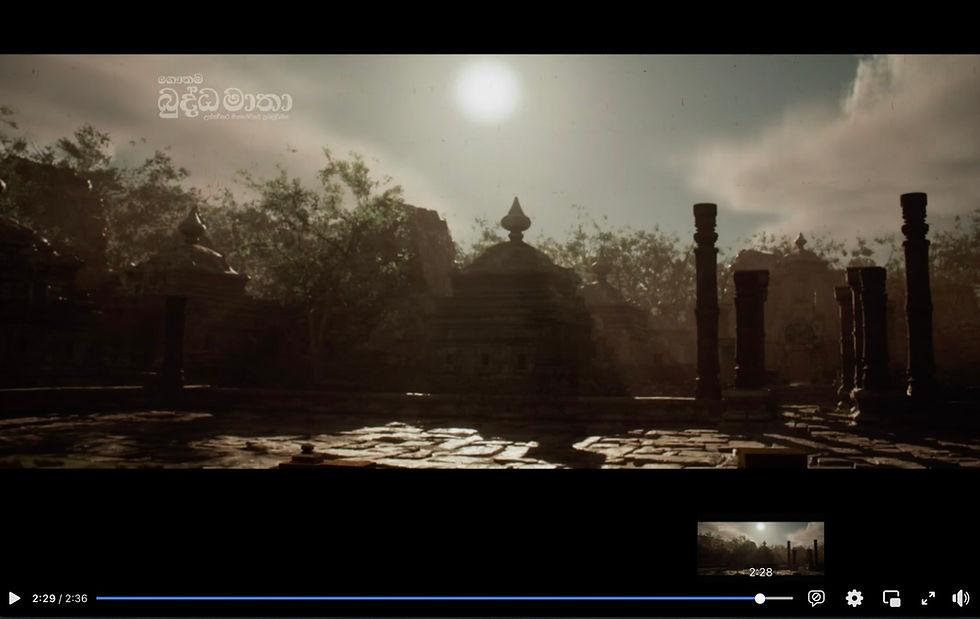 "The stupa of Mahāprajāpatī"(?) as witnessed in India by Chinese pilgrim Dharma Master Faxian in the 5th century CE, screen capture from a 'short' of the opening of the new Sinhala film Gautama Buddha Matha.