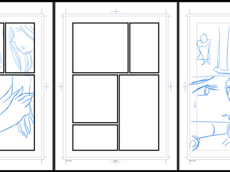 Preparing manga pages and drawing scenes paintings