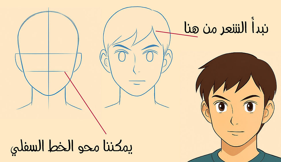 تعلم كيفية رسم وجه الإنمي بالخطوات | درس رسم الوجه