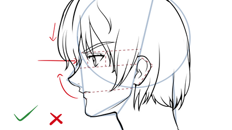 How to draw an anime face from the side accurately