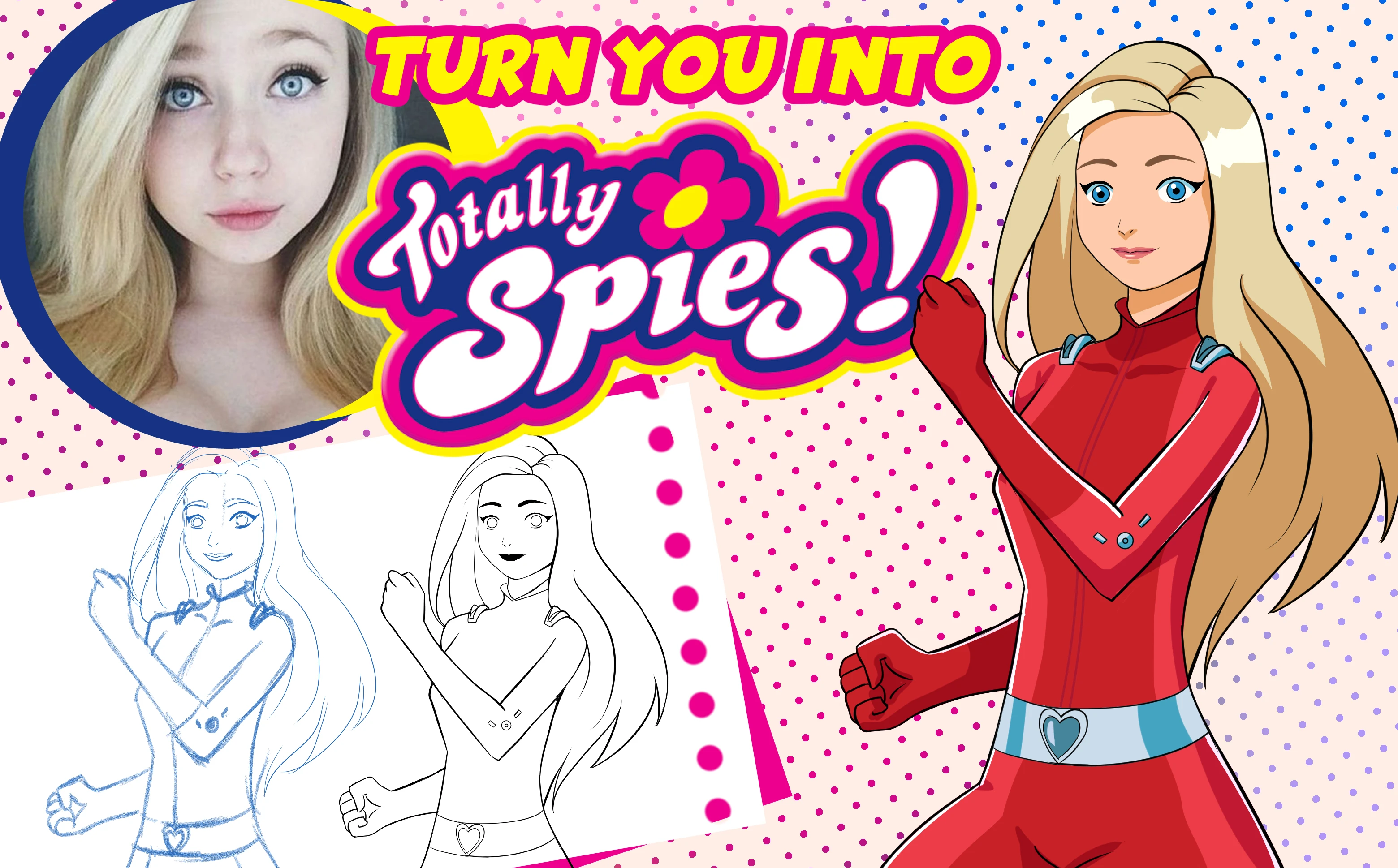 Draw you in Totally spies style custom portrait