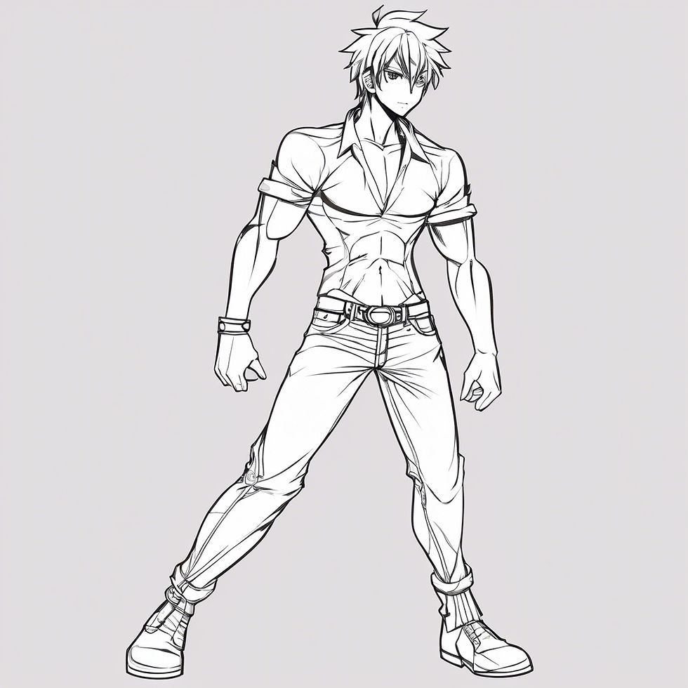 High angle view of an anime character with detail