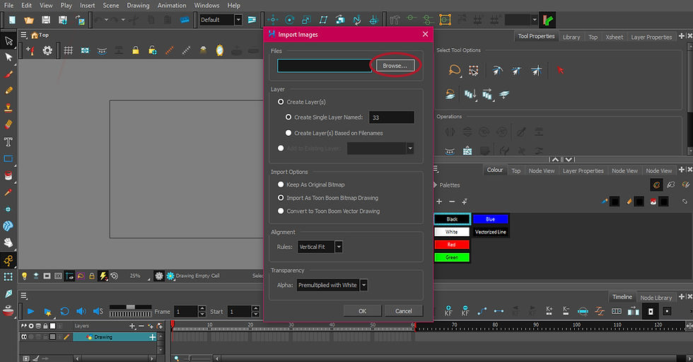 Add background to Toon Boom harmony and move the camera