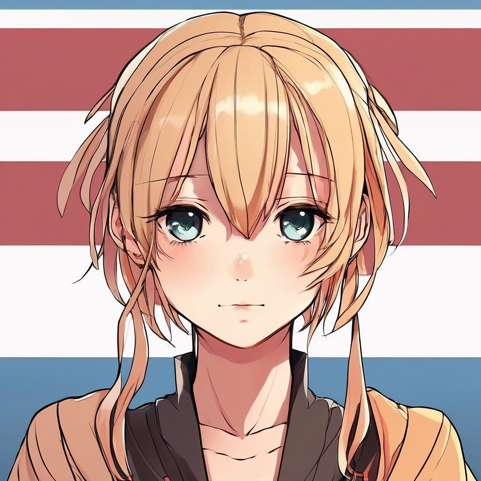 Close-up view of anime character facial features
