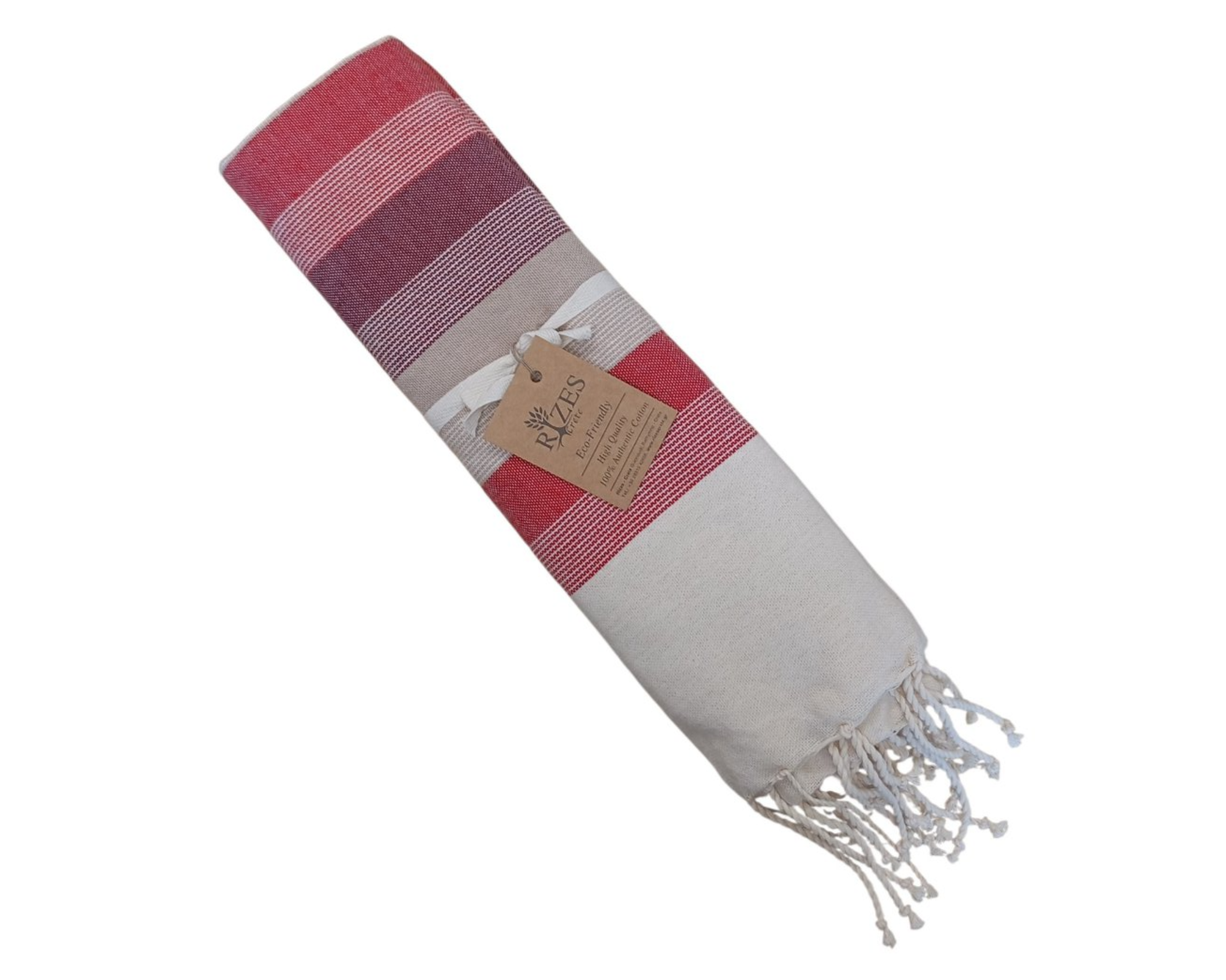Beach Towel Cotton Thin stripe / Red 200 x 100 cm