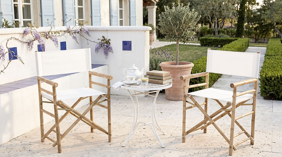 Thumbnail: Set of 2 Handcrafted Folding Bamboo Director Chairs Canvas Fabric